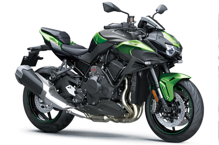 Built around the same 998cc, supercharged inline-four engine as the Ninja H2 Kawasaki Z H2 Front three quarter shot